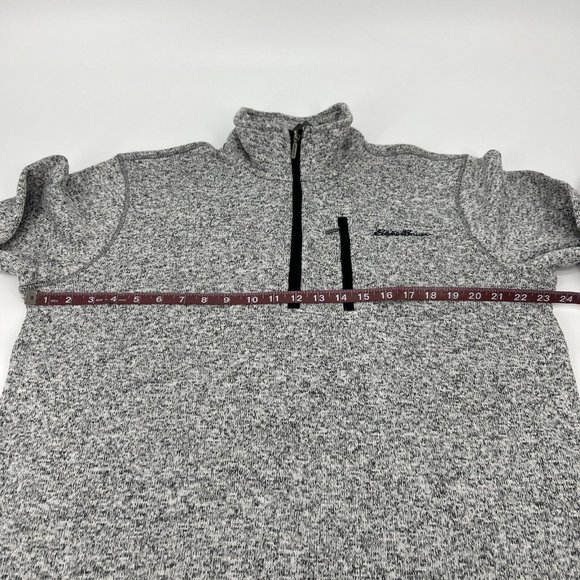 Eddie Bauer‎ Sweater Men's L Heather Pirate Black 1/4 Zip Pullover Fleece Pocket - Picture 10 of 11